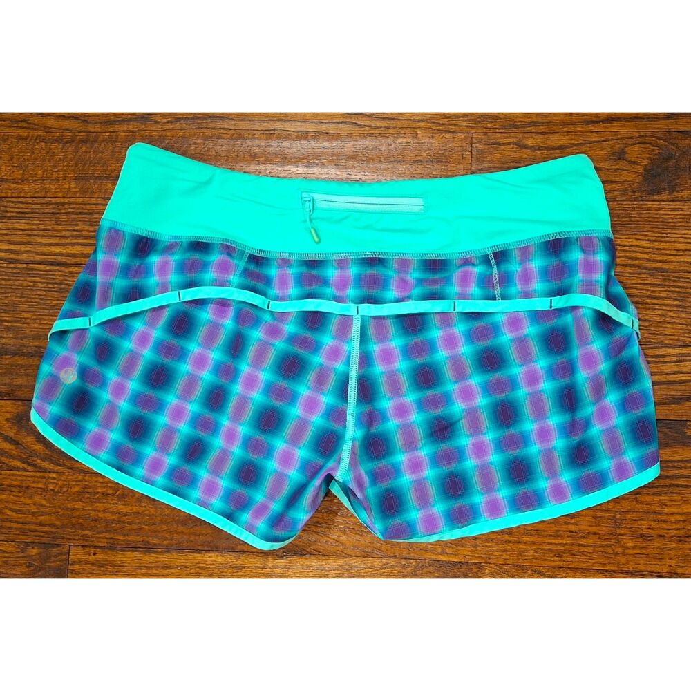 Lululemon River Rock/Oasis Ombre Plaid Speed Shorts Womens 6